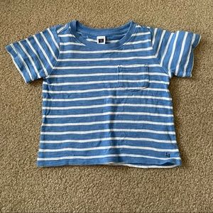 Janie & Jack Short Sleeve Pocket Tee Shirt Blue White Stripes 18-24 Months